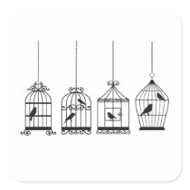 Vintage Birdcages mit niedlichen Vögeln aufkleber