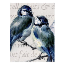 Vintage blaue Vogel-Collage - kundengebundene Dros Postkarten