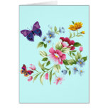 VINTAGE BLUMEN UND SCHMETTERLINGE KARTE