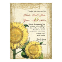 Vintage Blumensonnenblumen - Herbst-Hochzeit im He Personalisierte Einladungskarten