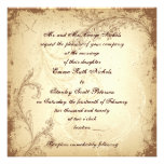 Vintage braune beige Rolleblatt-Hochzeitseinladung