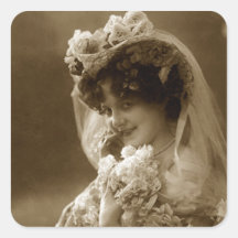 Vintage Braut Quadrataufkleber