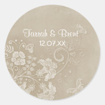 Vintage Butterfly Lace Wedding Seal - Customize aufkleber