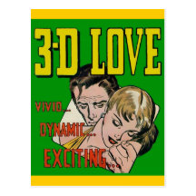 Vintage Comic-Buch-Kunst - LIEBE 3D Postkarten