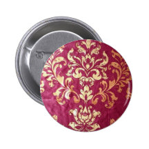 Vintage Damast-Burgunder-Monogramm-Mode Button