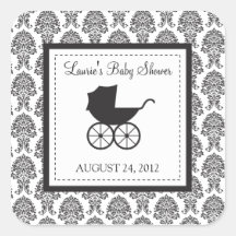 Vintage Damast-Kinderwagen-Baby-Dusche Sticker