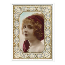 Vintage Dame Pretty Framed Postcards Postkarte