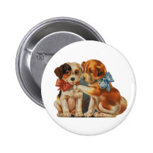 Vintage der Welpen-HundeLiebe des Valentines, zwei Anstecknadelbutton