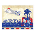 Vintage Fluglinien-Reise-Save the Date Postkarte