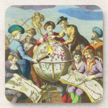 Vintage Forscher mit antiker Kugel-Karte, 1542 Getränk Untersetzer