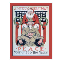 Vintage frohe Weihnachten und Frieden Postkarten