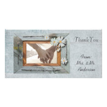 Vintage Gänseblümchen barnwood Landhochzeit danke Individuelle Photo Karten