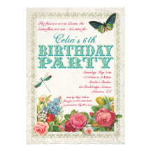 Vintage Garten-Geburtstags-Party Einladung