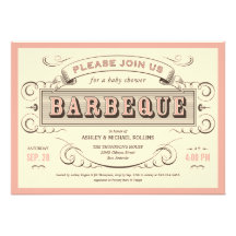Vintage GRILLEN Baby-Duschen-Einladungen