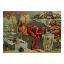 Vintage Halloween-Gruß-Karte - Devlish Gruß