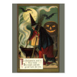 Vintage Halloween-Hexe-rührender magischer großer  Postkarten