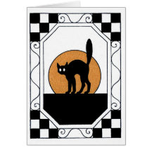 Vintage Halloween-Katzen-Gruß-Karte