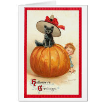 Vintage Halloween-Katzen-Karte