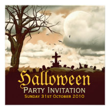 Vintage Halloweengraveyard-Vollmond-Einladung