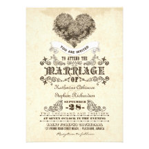 Vintage Herzhochzeitsmit blumeneinladungen