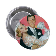 Vintage Hochzeit, Bräutigam-tragende Braut, Jungve Anstecknadelbutton