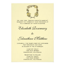Vintage Hochzeit, gelber antiker Garten-RoseWreath Personalisierte Ankündigung