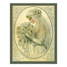 Vintage Hochzeit, viktorianische Braut-Brautporträ Personalisierte Ankündigung