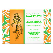 Vintage Hula Tänzer Luau Einladung