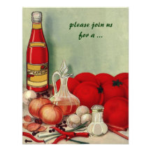 Vintage italienische Nahrung, Tomate-Zwiebel, die  Personalisierte Ankündigungen