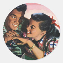 Vintage Jugendliche, Liebe Romance, Versprechen-Ri Runder Sticker