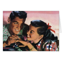 Vintage Jugendliche, Liebe Romance, Versprechen-Ri Grußkarte