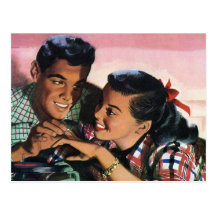 Vintage Jugendliche, Liebe Romance, Versprechen-Ri Postkarte