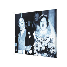 Vintage Jungvermählten gerade verheiratet Galerie Falt Leinwand