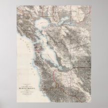 Vintage Karte des San Francisco Bay (1873) Plakatdruck