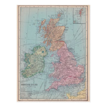 Vintage Karte von England Postkarte