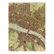 Vintage Karte von London (17. Jahrhundert) Postkarte