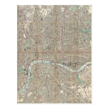 Vintage Karte von London (1890) Postkarte