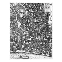 Vintage Karte von London England (1677) Postkarten