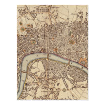 Vintage Karte von London England (1807) Postkarten