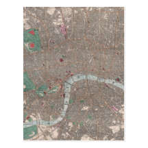 Vintage Karte von London England (1862) Postkarten