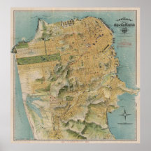 Vintage Karte von San Francisco (1915) Plakat