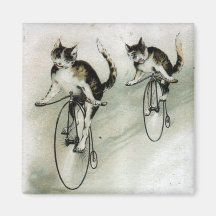 Vintage Katzen auf Fahrrädern Kühlschrankmagnete