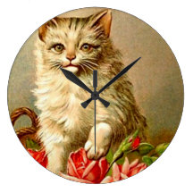 Vintage Katzen-weiße Rosen-Kunst modernes Acryllic