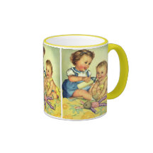 Vintage Kinder, niedliche glückliche Kleinkind-Läc Kaffee Haferl
