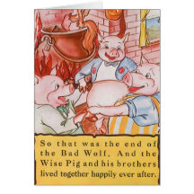 Vintage kleine Schweine der feenhaften Geschichten Grußkarte