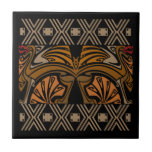 Vintage Kunst nouveau Braundrachen Keramikkachel