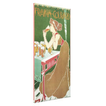 Vintage Kunst Nouveau, Frauen-trinkendes Fassbier Gespannte Galeriedrucke