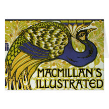 Vintage Kunst Nouveau, Macmillans Pfau-Feder Grußkarte