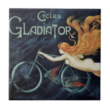 Vintage Kunst Nouveau Redhead-Frauen-Gladiator-Zyk Keramikfliesen