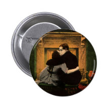 Vintage Liebe und Romance Paar-romantischer Kamin Anstecknadelbutton